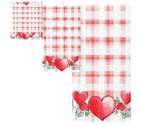 Valentine Lot de 3 serviettes de bain motif cœur rouge buffle pour hôtel, spa, salle de bain
