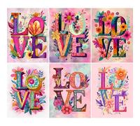Valentine Love Lot de 6 feuilles de papier de riz 20,3 x 26,7 cm (A4) - 6 designs uniques | Designs polyvalents de découpage pour projets artistiques et travaux manuels CRAFT KREATIVELY