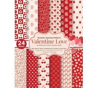 Valentine Love Scrapbook Paper: Double-Sided Red & Pink Hearts, Bows, Strawberries & Flowers | Romantic Seamless Patterns | 8.5 x 11 Craft Paper for Cards & DIY