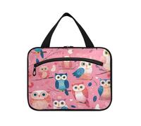 Valentine Owls Lovely Peach Trousse de maquillage de voyage à suspendre avec crochet, sac de maquillage pliable matelassé pour voyage indispensable, bolsos para Hombre L