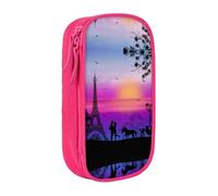 Valentine Paris Tour Eiffel romantique couple carrosse coucher de soleil grande capacité double couche organisateur personnalisé en polyester durable pour l'école, le bureau, les voyages, fournitures