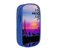Valentine Paris Tour Eiffel romantique couple carrosse coucher de soleil grande capacité double couche organisateur personnalisé en polyester durable pour l'école, le bureau, les voyages, fournitures
