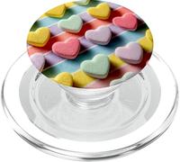 Valentine Pastel Bonbon Coeur Diagonal Rayé PopSockets PopGrip pour MagSafe