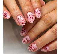 Valentine Press On Nails Amond Fake Glossy Designs Faux Couvertures Complètes Acrylique Artificiel 24pcs 12 Taille Stick Sur Faux Ongle