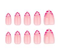 Valentine Press On Nails Amond Fake Glossy Designs Faux Couvertures Complètes Acryliques Artificiels 24pcs 12size Valentine Press On Nail