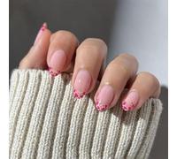 Valentine Press On Nails Amond Faux Nails Designs Brillants De Fausses Couvertures Complètes Acryliques Artificiels 24pcs 12 Size Glues En Acrylique Sur L'ongle Pour Les Femmes Clear