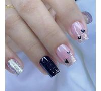 Valentine Press On Nails Square Fake Glossy Designs Faux Couvertures Complètes Acryliques Artificiels 24pcs 12Sizes Valentine Press On Nail
