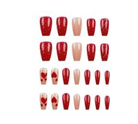 Valentine Presse Sur Des Ongles Stick Un Faux Carré Artificiel Pointes Françaises 12 Tailles Pour Les Femmes Bâton Un Ongle