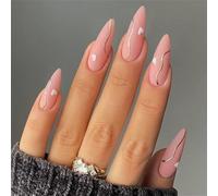 Valentine Presse Sur Les Ongles Amande Faux Modèles Brillants Couvertures Complètes Acrylique Artificiel 24 Pièces 12 Tailles Stilettos Amande Ongles