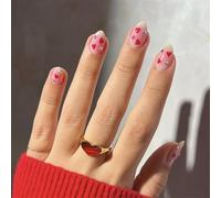 Valentine Presse Sur Ongles Amande Faux Modèles Brillants Faux Couvertures Complètes Acrylique Artificiel 24 Pièces 12 Taille Valentine Presse Sur Ongles