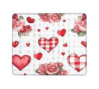 Valentine Rose Tapis de souris de jeu à carreaux avec bords cousus Base en caoutchouc antidérapant pour PC et ordinateur portable 22 x 18 cm