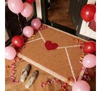 Valentine Rug Outdoor, Envelope Heart Artificial Coir Door Mat, Red Love Heart Welcome Floor Mats, Wear-Resistant and Non-Slip Linen Floor Mat, Simple DIY Valentines Decorations (19.7×31.5"(50×80cm))