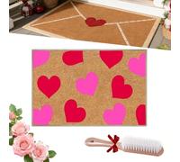 Valentine Rug Outdoor, Valentine's Day Red Heart-Shaped Envelope Outdoor Faux, Coconut Fiber Doormat, Non-Slip Entrance Door, for Home Decor (Style B, 15.74 * 23.62in)