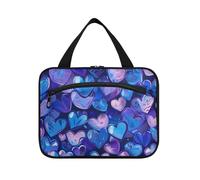 Valentine Trousse de maquillage à suspendre en forme de cœur violet avec crochet, trousse de toilette design étanche à suspendre pour accessoires de voyage, salle de bain, bolso de mano para hombre L