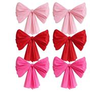 Valentine Wall Bows - 6 Pieces Large Cute Background, Decorative Ribbon Shape, Themed Style Ornaments, Aesthetic Interior Backdrop Embellishments, Home Accessory for Celebration Use