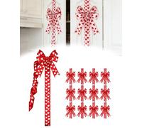 Valentines Day Cabinet Bows, 78.74in Valentines Cabinet Ribbon Bows with Pink & Red Heart for Wardrobe Cupboard Decoration (Red,12pcs)