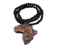 Valentine's Day Cadeau Carte Africaine Pendentif En Bois Collier Afrique Hip-hop Colliers