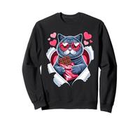 Valentines Day Cute Cat with Chocolate Hearts Sweatshirt