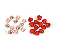 Valentines Day Decorations, 24pcs Heart Shaped Ornaments Romantic Electroplated Tree Hanging Baubles for Wedding Anniversary Party 1.77in
