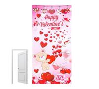 Valentines Day Door Cover - Heart Themes Sign, Large Fabric Party, Decor Supplies Suitable, Banner Romantic Love | Sign Hanging Banner for Indoor Outdoor Garage Front Porch Holiday
