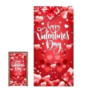 Valentines Day Door Decorations - Heart Theme Sign for Indoor | 35.4x70.8inch Polyester Banner with Hanging Grommets & Vibrant Red Graphics for Front Porch, Party Decor and Holiday Supplies
