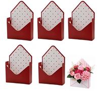 Valentines Day Envelopes Box, Valentine Envelope Boxes, Red Flower Gifts Box with Love Letters Design, Flower Wrapping Paper, Wedding & Valentine’s Day Gifts (5Pcs-A)