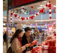 Valentines Day Garland- Setup Props, Wedding Decorations, 8.2ft Felt Romantic Heart Banner | Valentines Home Decor | for Home Bedroom Fireplace Party Wall Table Farmhouse Product Size: About