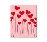 Valentine's Day Gift Idea - Love Theme Canvas Wall Art with Hearts & Flowers for Home & Office Decor(Unframed,08x12inch(20x30cm))