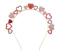Valentine's Day Headband, Glittery Heart Hairband, Festive Cute Heart Headwear, Comfortable Elastic Band, Romantic Party Hair Accessory for Women, Girls 17.5x17.5cm