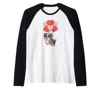 Valentines Day Heart Balloons Blue Merle Australian Shepherd Manche Raglan