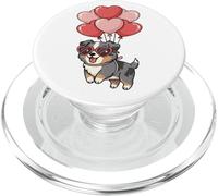 Valentines Day Heart Balloons Blue Merle Australian Shepherd PopSockets PopGrip pour MagSafe