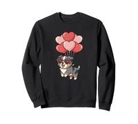 Valentines Day Heart Balloons Blue Merle Australian Shepherd Sweatshirt
