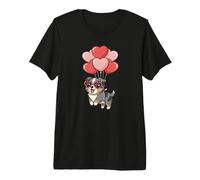 Valentines Day Heart Balloons Blue Merle Australian Shepherd T-Shirt Haut de Gamme