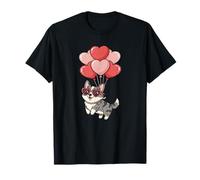 Valentines Day Heart Balloons Blue Merle Cardigan Corgi Dog T-Shirt