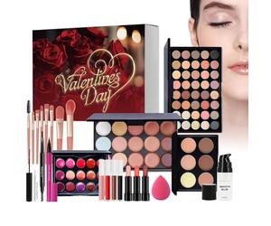 Valentines Day Makeup - Sensitive Eye Shadow, Mascara with Gentle Formula, Women Cosmetics Set with Easy Application, Makeup Kit for Beginners, Everyday Wear for Dating, Gathering, Commuting