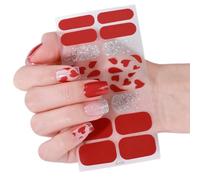 Valentine's Day Nails Stickers Full Wraps Polish Strips Self Adhesive Art Decals Heart Kiss Love Pattern Adhesive Nail Art Decals