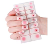 Valentine's Day Nails Stickers Full Wraps Polish Strips Self Adhesive Art Decals Heart Kiss Love Pattern Adhesive Nail Art Decals