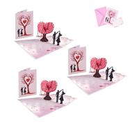 Valentine's Day Pop-Up Card - 3D Heart Tree Design, 3D Love Tree Hearts Pop up Anniversary Card, Mother's Day Gift Cards and Wedding Invitations (3Pcs)