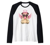 Valentine's Day Pug Cupid with Angel Manche Raglan