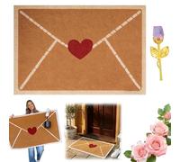 Valentine's Day Red Heart-Shaped Envelope Outdoor Faux Coconut Fiber Doormat, Heart-Shaped Envelope Doormat, Valentine Rug Outdoor, Wear-Resistant Non-Slip for Home Decor (A,23.62 * 35.43 in)