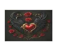 Valentine's Day Rose Puzzle en Bois 1000 Pièces, DIY, Divertissement Créatif, Cadeau, Amusement, Puzzles Classiques pour Adultes Et Enfants À Partir De 12 Ans, （75×50cm）