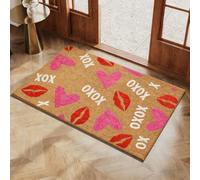 Valentine's Day Rug Outdoor Doormat,Envelope Heart Welcome Mat,Red Love Heart Pattern Artificial Coir Door Mat,Wear-Resistant and Non-Slip Linen Floor Doormat,for Indoor Home Decor
