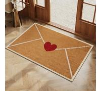 Valentine's Day Rug Outdoor Doormat,Envelope Heart Welcome Mat,Red Love Heart Pattern Artificial Coir Door Mat,Wear-Resistant and Non-Slip Linen Floor Doormat,for Indoor Home Decor