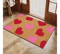 Valentine's Day Rug Outdoor Doormat,Envelope Heart Welcome Mat,Red Love Heart Pattern Artificial Coir Door Mat,Wear-Resistant and Non-Slip Linen Floor Doormat,for Indoor Home Decor