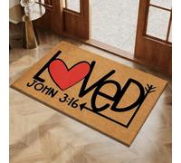 Valentine's Day Rug Outdoor Doormat,Envelope Heart Welcome Mat,Red Love Heart Pattern Artificial Coir Door Mat,Wear-Resistant and Non-Slip Linen Floor Doormat,for Indoor Home Decor