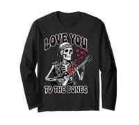 Valentines Day Skeleton Rocker Love You to The Bones Rock on Manche Longue