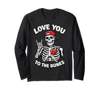 Valentines Day Skeleton Rocker Love You to The Bones Rock on Manche Longue