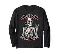 Valentines Day Skeleton Rocker Love You to The Bones Rock on Manche Longue