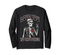 Valentines Day Skeleton Rocker Love You to The Bones Rock on Manche Longue