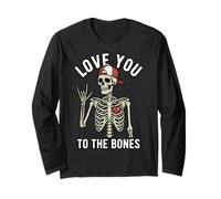 Valentines Day Skeleton Rocker Love You to The Bones Rock on Manche Longue